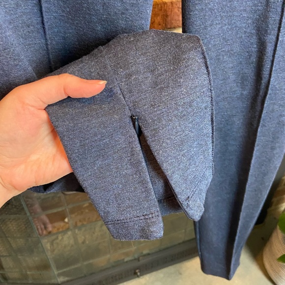 ST. JOHN Marled Dusty Blue Front Seam Tapered Elastic Pants, Size 10 - Picture 8 of 11